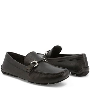 Ferragamo Salamanca Leather Driver's Black Men's Loafers NWT